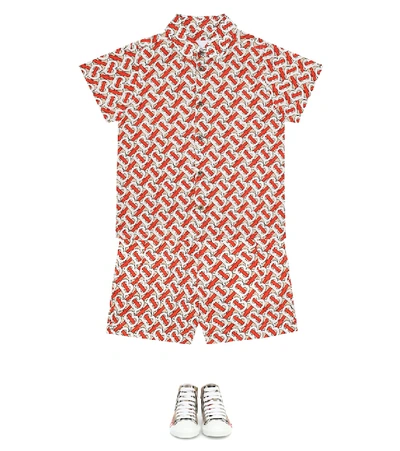 Shop Burberry Desmond Monogram Cotton Shorts In Multicoloured