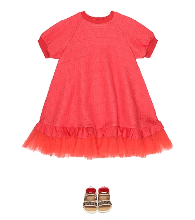 Shop Fendi Ff Jacquard Dress In Pink