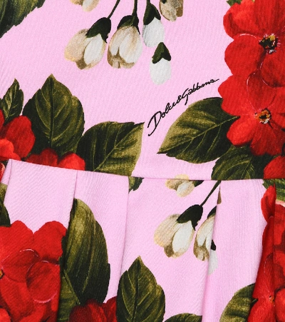 Shop Dolce & Gabbana Floral Stretch-cotton Dress In Pink
