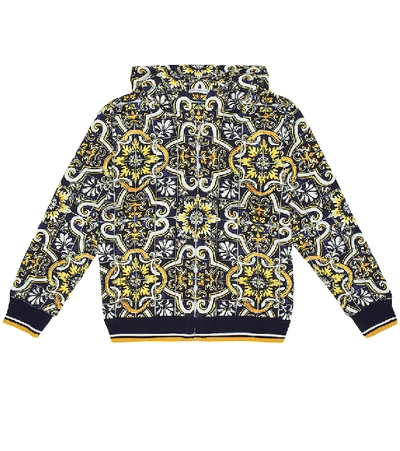 Shop Dolce & Gabbana Printed Cotton Zip-up Hoodie In Multicoloured