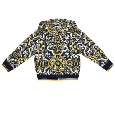 Shop Dolce & Gabbana Baby Printed Cotton Zip-up Hoodie In Multicoloured