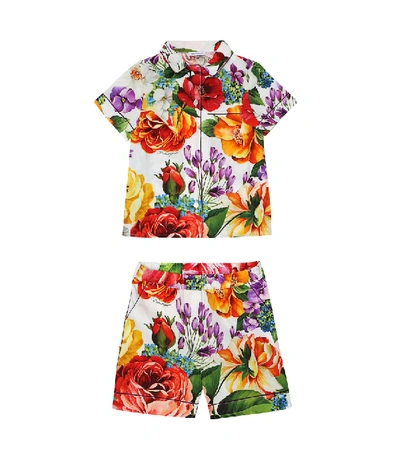 Shop Dolce & Gabbana Cotton Shirt And Shorts Set In Multicoloured