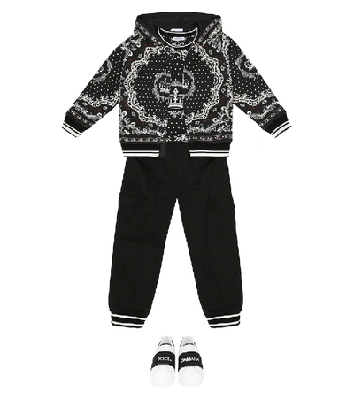 Shop Dolce & Gabbana Printed Cotton Hoodie In Black