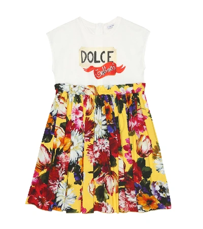 Shop Dolce & Gabbana Floral Jersey Dress In Multicoloured