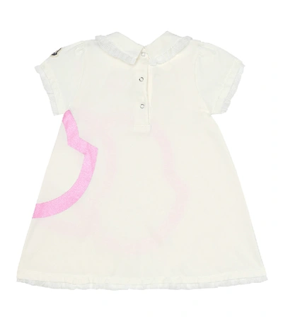 Shop Moncler Logo Stretch-cotton Dress In White