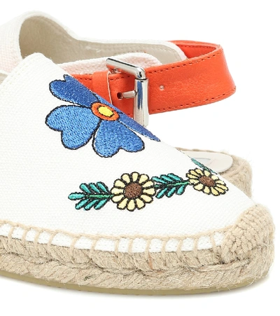 Shop Stella Mccartney Embroidered Espadrille Sandals In White
