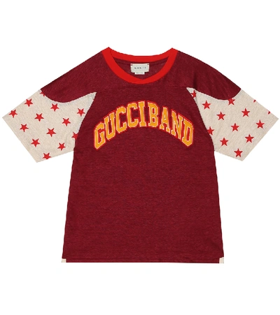 Shop Gucci Logo Linen T-shirt In Red