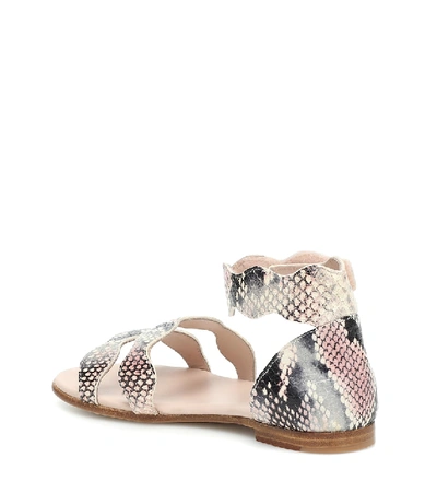 Shop Chloé Snake-effect Leather Sandals In Beige