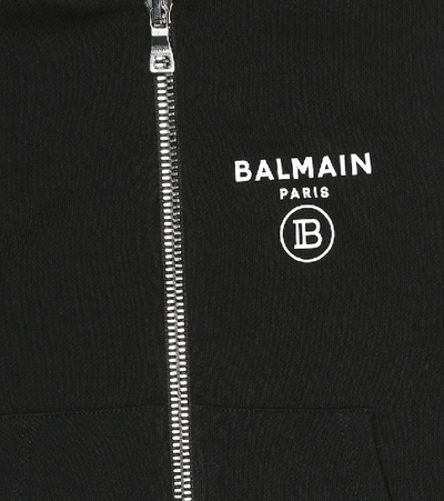 Shop Balmain Cotton-jersey Hoodie In Black