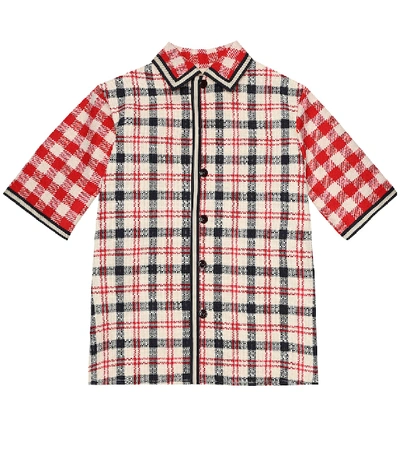 Shop Gucci Checked Tweed Jacket In Red