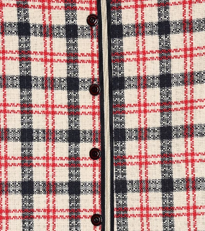 Shop Gucci Checked Tweed Jacket In Red