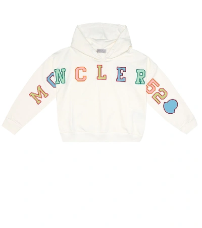 Shop Moncler Printed Cotton Hoodie In White
