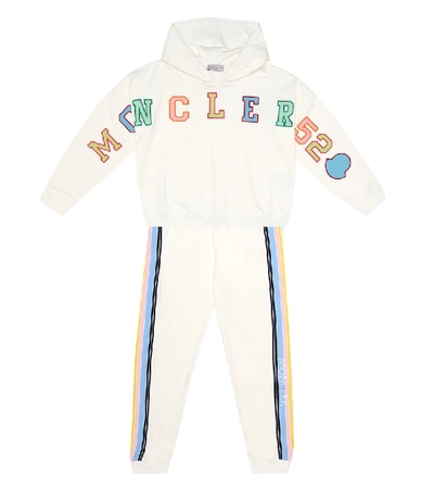 Shop Moncler Printed Cotton Hoodie In White