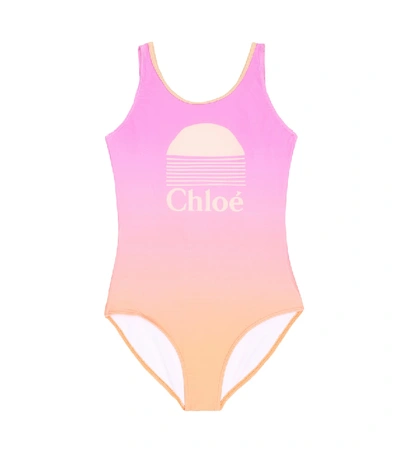 Shop Chloé Printed Swimsuit In Multicoloured