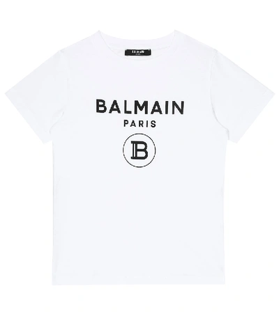 Shop Balmain Logo Cotton T-shirt In White