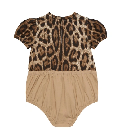 Shop Dolce & Gabbana Baby Leopard-print Cotton Bodysuit In Brown