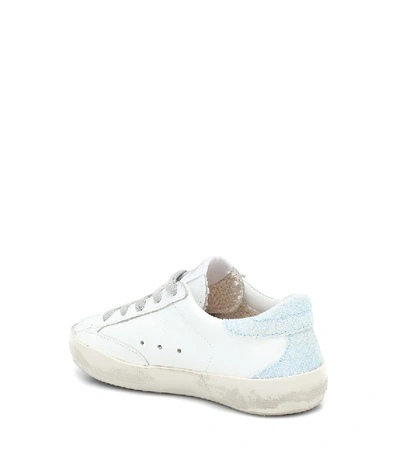 Shop Golden Goose Super-star Leather Sneakers In White Lea-azu-pink Glitt Star