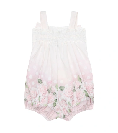 Shop Monnalisa Baby Printed Cotton Playsuit In White