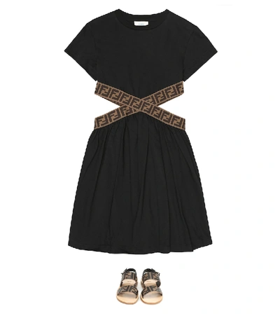 Shop Fendi Ff Cotton Dress In Black