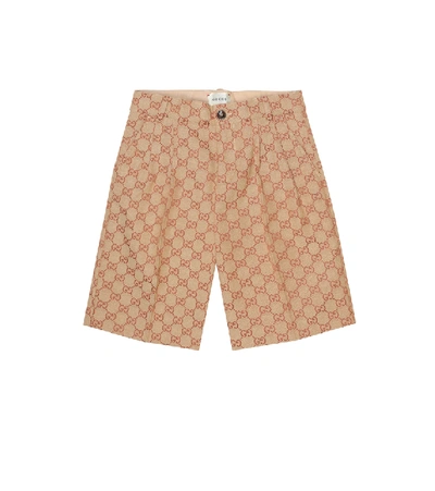 Shop Gucci Gg Cotton-blend Shorts In Beige