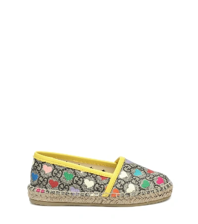 Gucci Hearts Gg Supreme Print Espadrilles In Beige