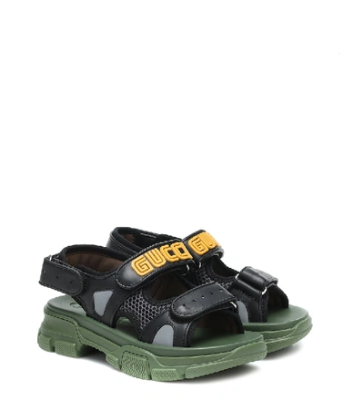 Shop Gucci Flashtrek Leather Sandals In Black