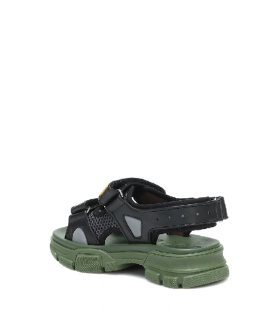 Shop Gucci Flashtrek Leather Sandals In Black
