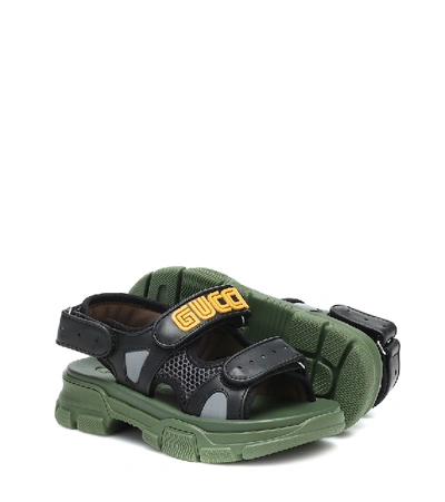 Shop Gucci Flashtrek Leather Sandals In Black