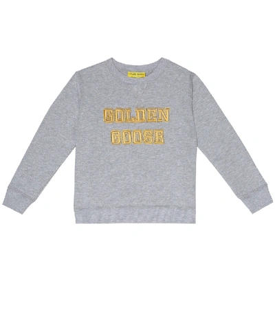 Shop Golden Goose Logo Cotton-jersey Sweatshirt In Grey
