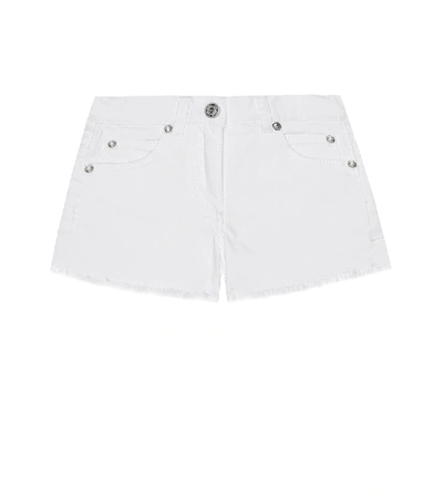 Shop Balmain Stretch-cotton Denim Shorts In White