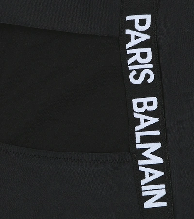 Shop Balmain Logo Swimsuit In Black