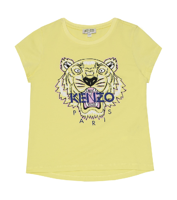 Kenzo Kids Logo Cotton Blend T Shirt In Yellow Modesens