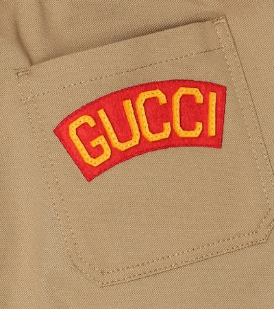 Shop Gucci Stretch-cotton Gabardine Shorts In Beige