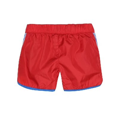 Shop Gucci Baby Interlocking G Swim Trunks In Red