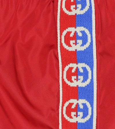 Shop Gucci Baby Interlocking G Swim Trunks In Red