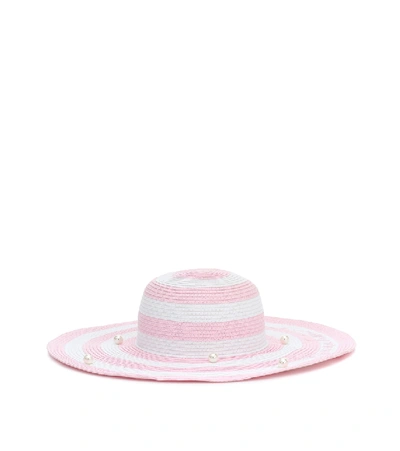 Shop Monnalisa Embellished Striped Hat In Pink