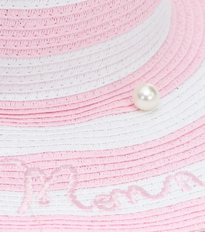 Shop Monnalisa Embellished Striped Hat In Pink