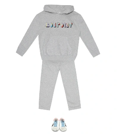 Shop Bonpoint Logo Cotton-jersey Hoodie In Grey