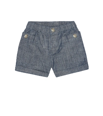 Shop Bonpoint Baby Nateo Chambray Shorts In Blue