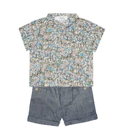 Shop Bonpoint Baby Nateo Chambray Shorts In Blue