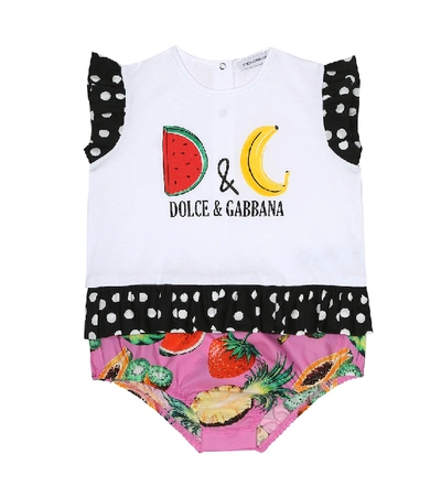 Shop Dolce & Gabbana Baby Cotton Dress In Multicoloured