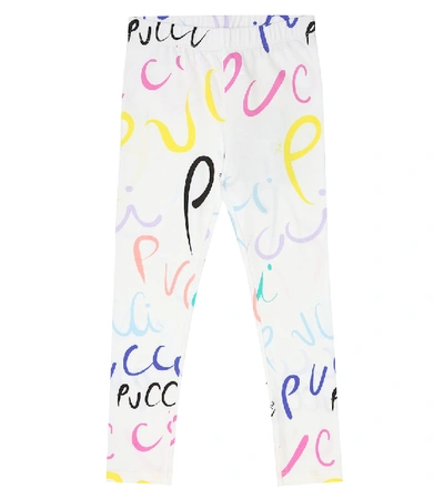 Shop Emilio Pucci Printed Stretch-cotton Leggings In White