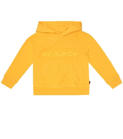 Shop Woolrich Logo Cotton-jersey Hoodie In Gold