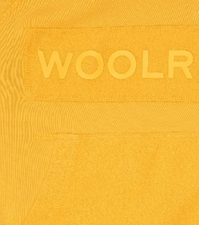 Shop Woolrich Logo Cotton-jersey Hoodie In Gold