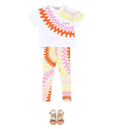 Shop Emilio Pucci Printed Stretch-cotton Leggings In Multicoloured