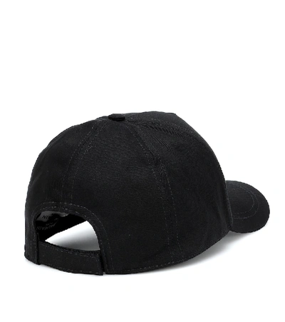 Shop Balmain Logo Cotton Baseball Cap In Black