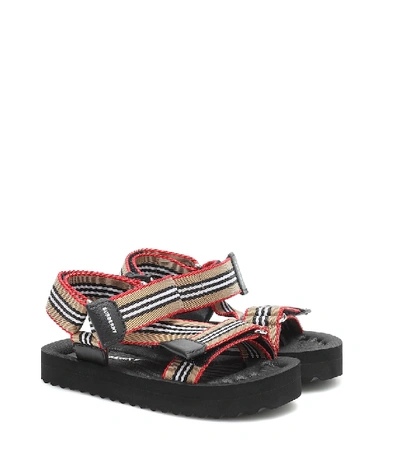 Shop Burberry Icon Stripe Sandals In Beige