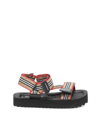 Shop Burberry Icon Stripe Sandals In Beige