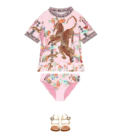 Shop Camilla Printed Rashguard Swimsuit In Pink