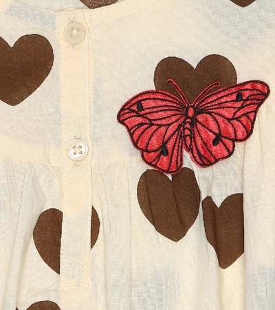 Shop Mini Rodini Hearts Printed Cotton Top In Neutrals